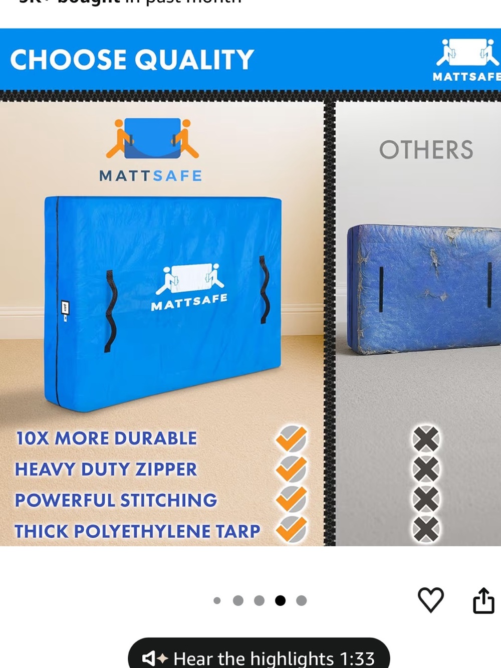 Nordic Elk Mattress Bags for Moving and Storage (Queen) Heavy Duty Moving - Picture 5 of 5